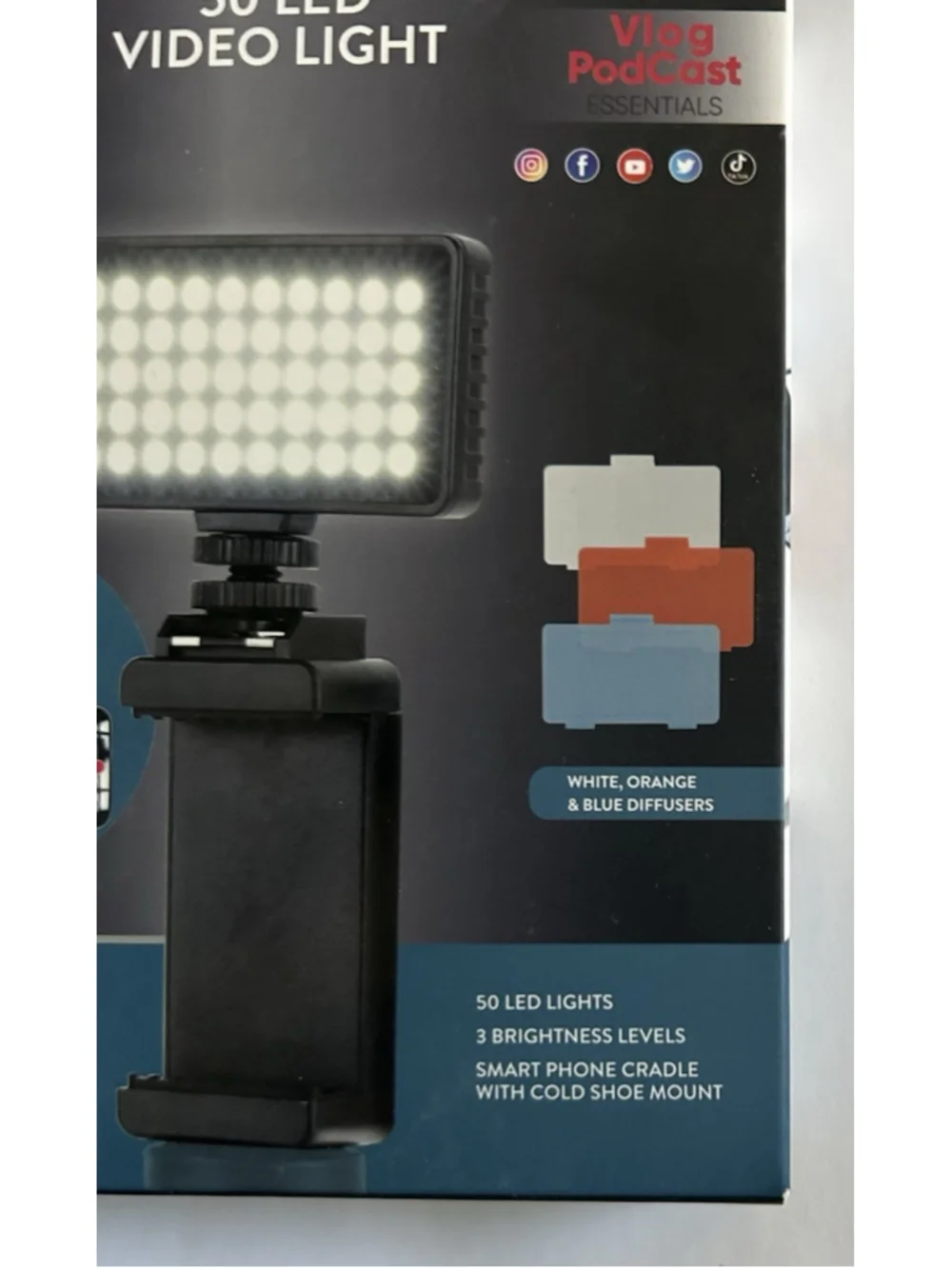 Vivitar 50 LED Video Light 3 Brightness Levels Smart Phone Cradle New